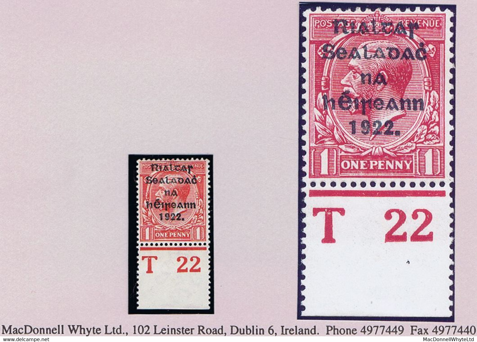 Ireland 1922 Thom Rialtas 5-line Overprint On 1d, "pale Dull Blue-black Ovpt" (so-called "dull Black) Control T22 Perf M - Used Stamps