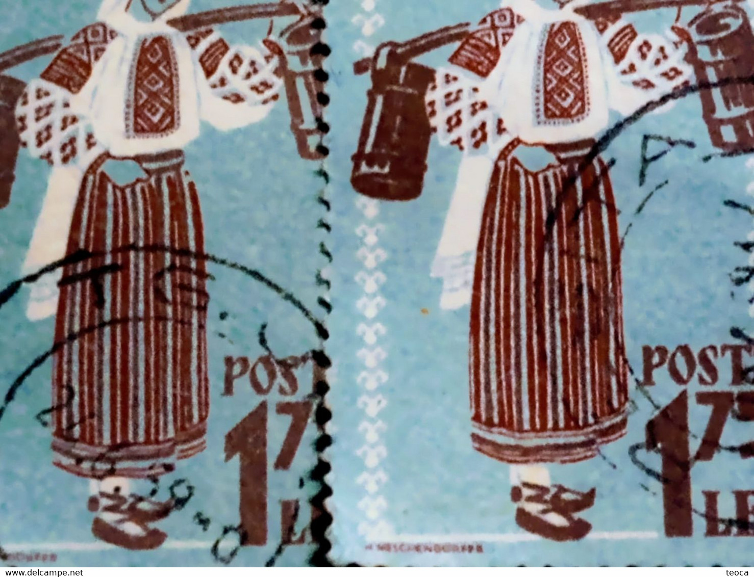 Errors Romania 1958 Mi 1748-1749 Printed With Misplaced Costume Traditional From Moldavia Area - Abarten Und Kuriositäten