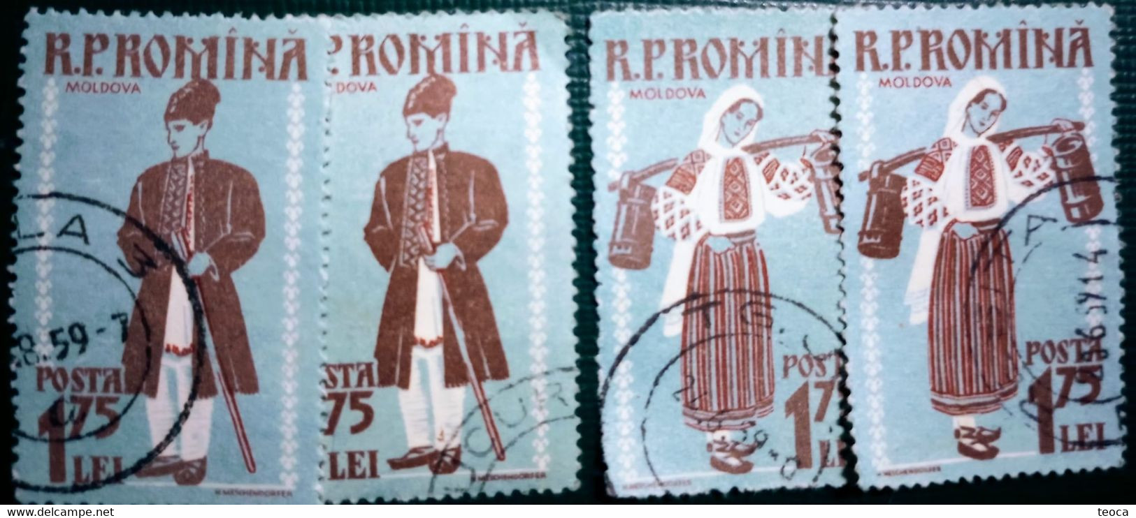 Errors Romania 1958 Mi 1748-1749 Printed With Misplaced Costume Traditional From Moldavia Area - Variétés Et Curiosités