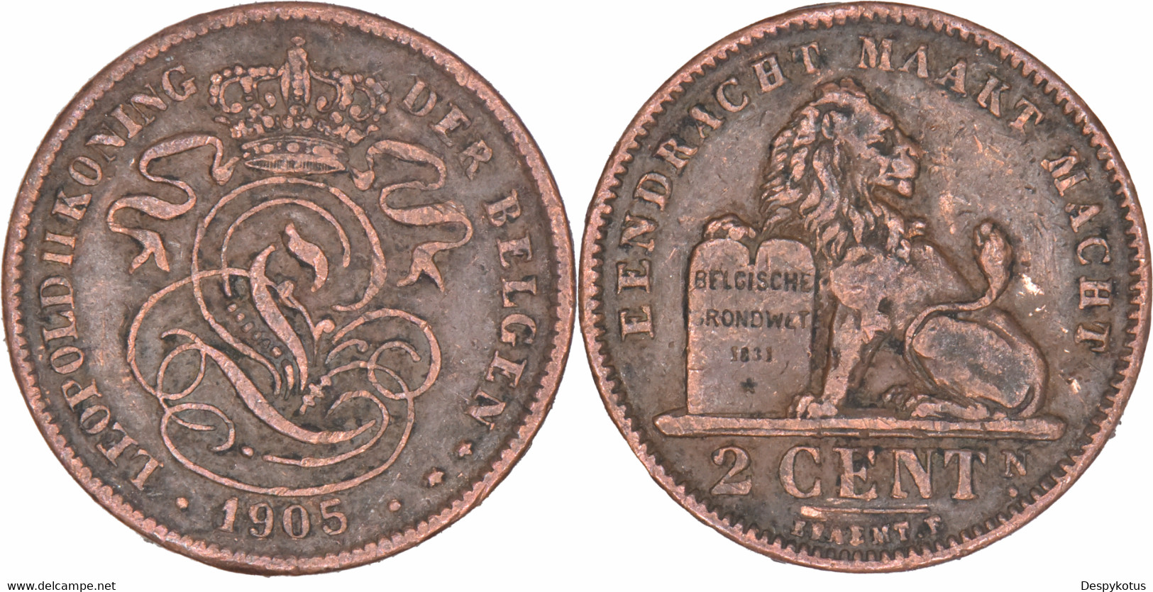 Belgique - 1905 - 2 Centimes En Néerlandais - Léopold II - 06-165 - 2 Cents