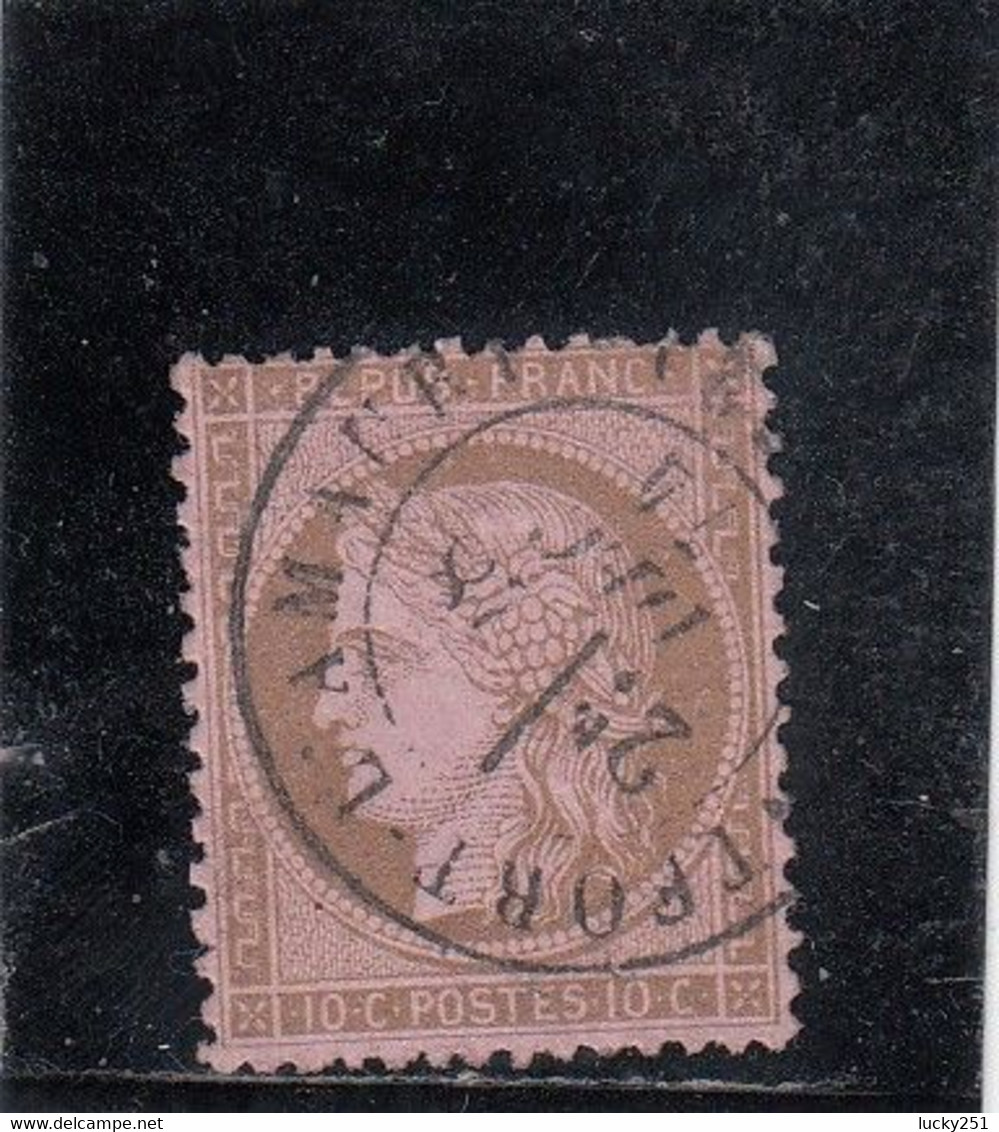 France - Année 1871/75 - N°YT 58 - Type Cérès - Oblitération Cachet à Date - 10c Brun S Rose - 1871-1875 Cérès