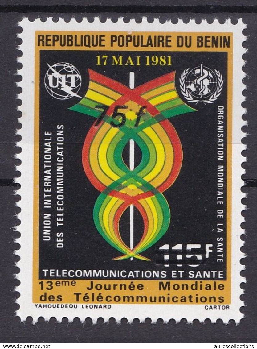 BENIN 1984 MICHEL 365 75F /115F - UIT JOURNEE MONDIALE DES TELECOMMUNICATIONS DAY - OVERPRINT SURCHARGE OVERPRINTED MNH - Bénin – Dahomey (1960-...)