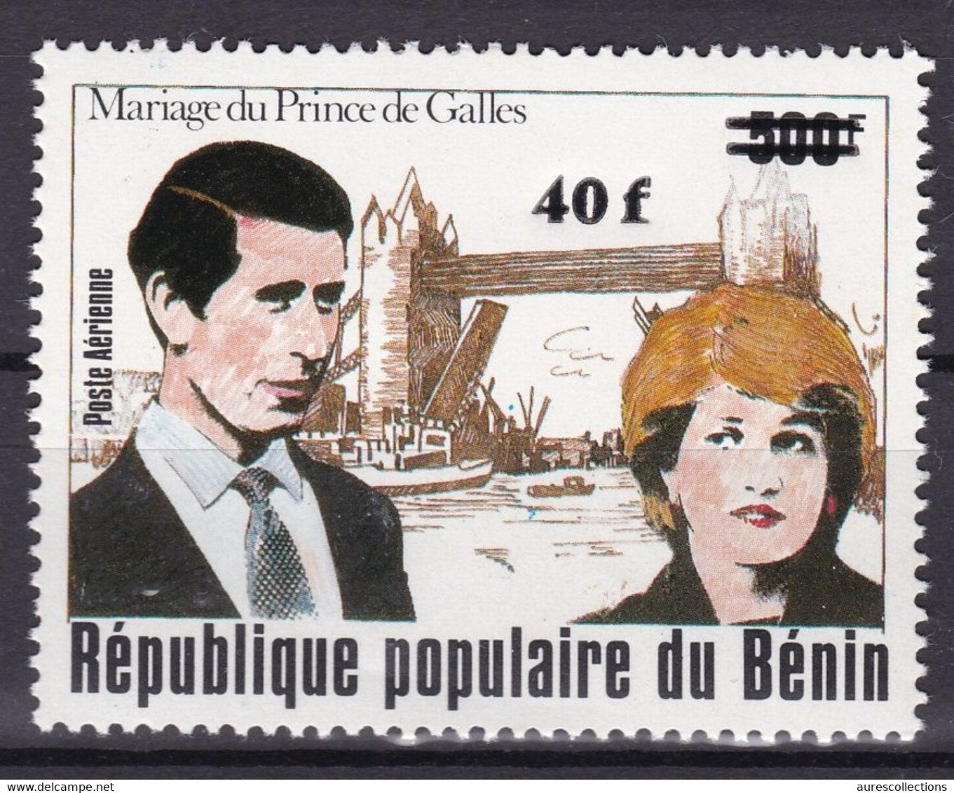 BENIN 1984 MICHEL 372 40F /500F - ROYAL WEDDING MARIAGE ROYAL LADY DIANA PRINCE - OVERPRINT SURCHARGE OVERPRINTED MNH - Bénin – Dahomey (1960-...)