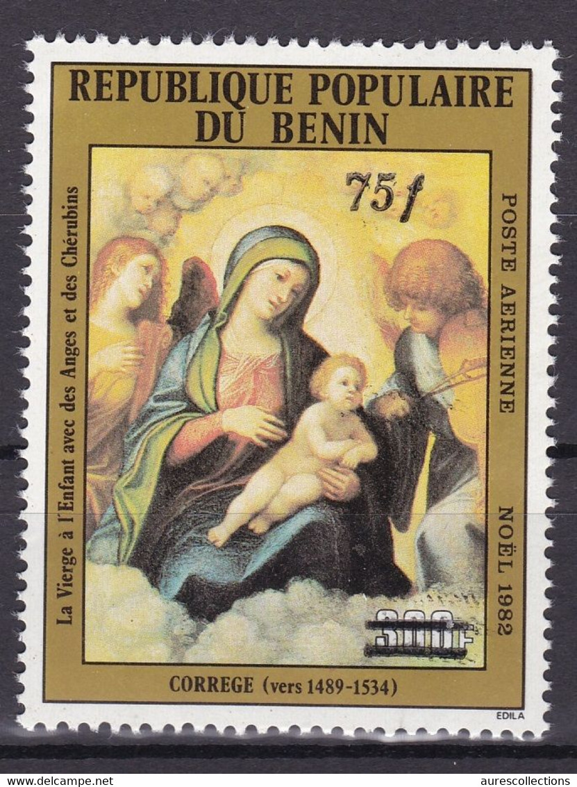 BENIN 1985 MICHEL 392 75F /300F - CORREGE LA VIERGE - OVERPRINT SURCHARGE OVERPRINTED MNH - Bénin – Dahomey (1960-...)