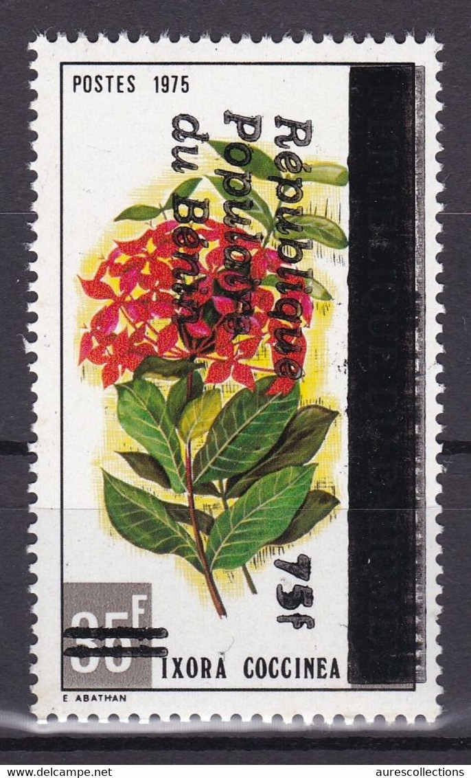 BENIN 1986 MICHEL 427 75F /35F - IXORA COCCINA FLOWERS FLOWER FLEURS FLEUR - OVERPRINT SURCHARGE OVERPRINTED MNH - Bénin – Dahomey (1960-...)