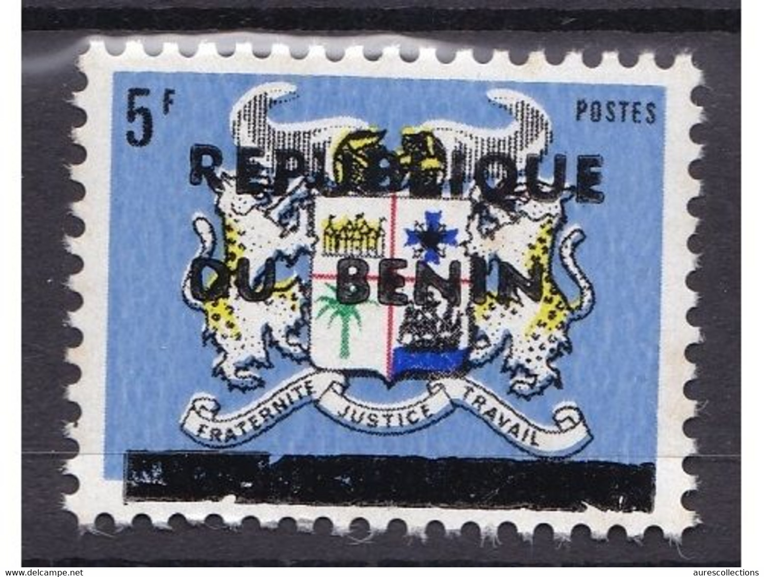 BENIN 1992 MICHEL 522 5F Val. 85€ - ARMOIRIES DU BENIN COAT OF ARMS LIONS LION - OVERPRINT SURCHARGE OVERPRINTED MNH - Bénin – Dahomey (1960-...)