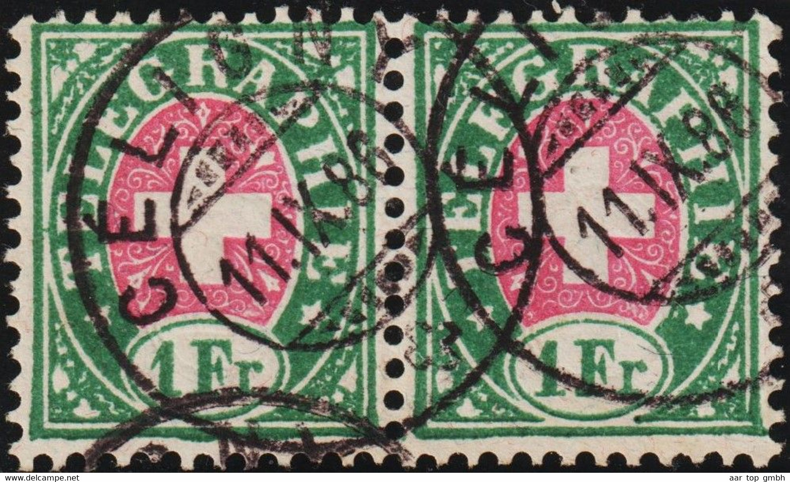 Heimat GE Celigny 1888-09-11 Sw Auf Telegraphen-Marke Paar 1Fr. Zu#17 - Telegraafzegels