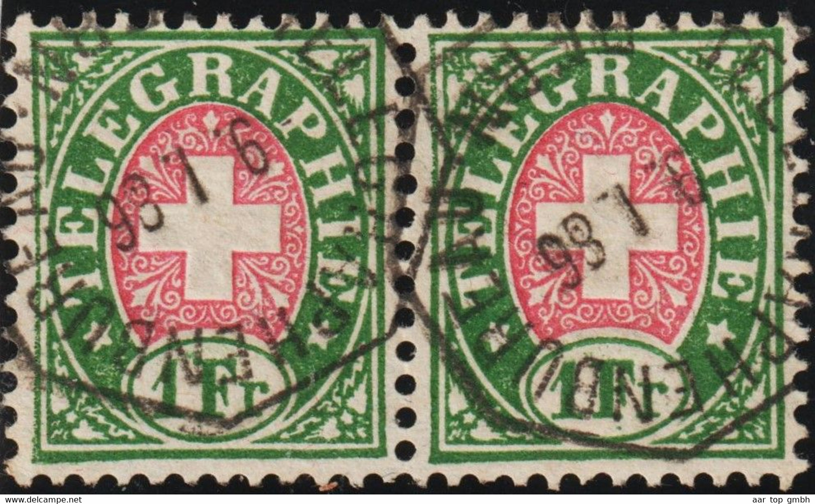Heimat BEs Bern 1886-01-19 Sw Auf Telegraphen-Marke Paar 1Fr. Zu#17 - Telegraafzegels