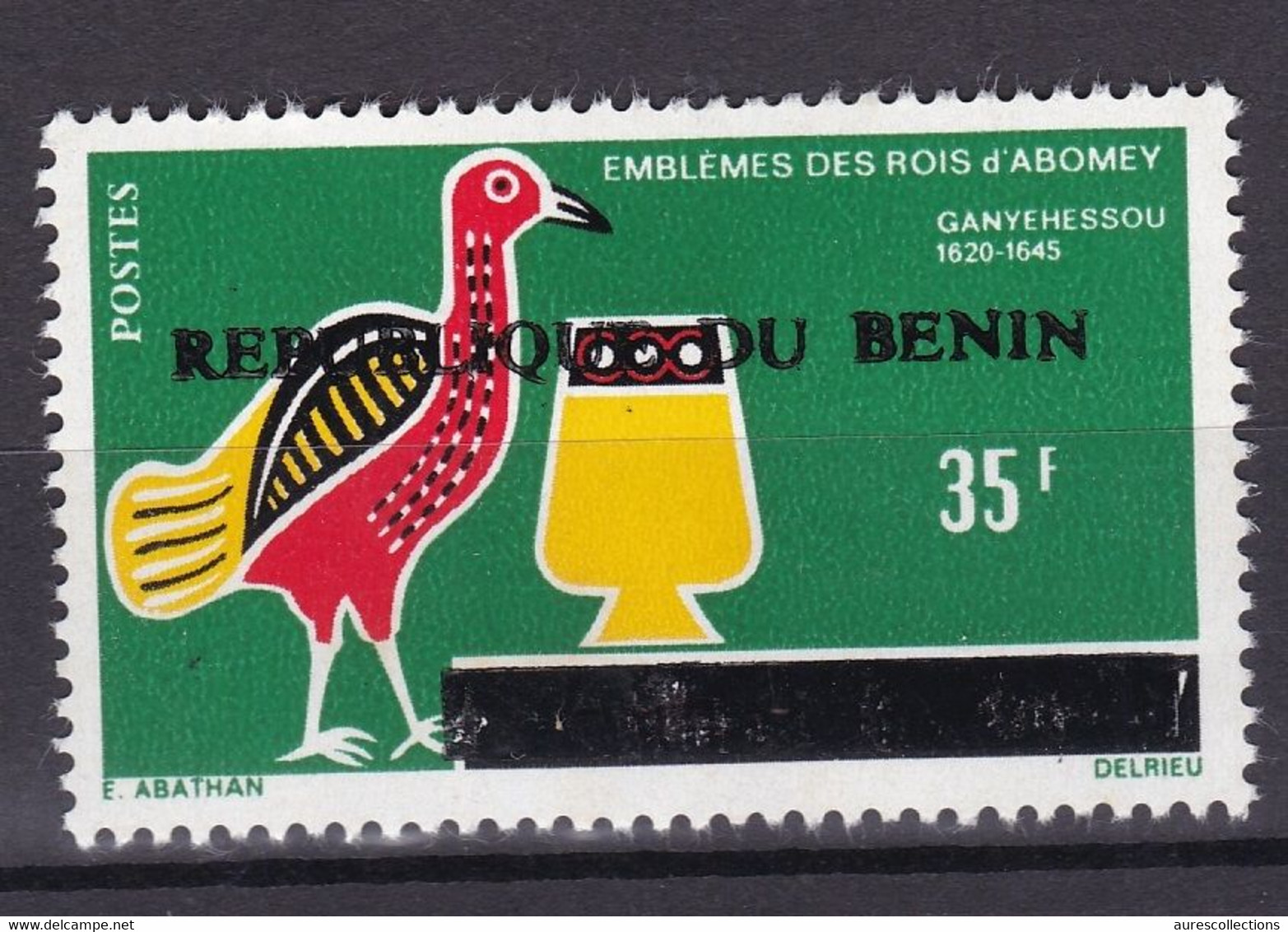 BENIN 1993 MICHEL 542 35F Val. 100€ - EMBLEMES DES ROIS D' ABOMEY BIRDS GANYEHESSOU -OVERPRINTED OVERPRINT SURCHARGE MNH - Bénin – Dahomey (1960-...)