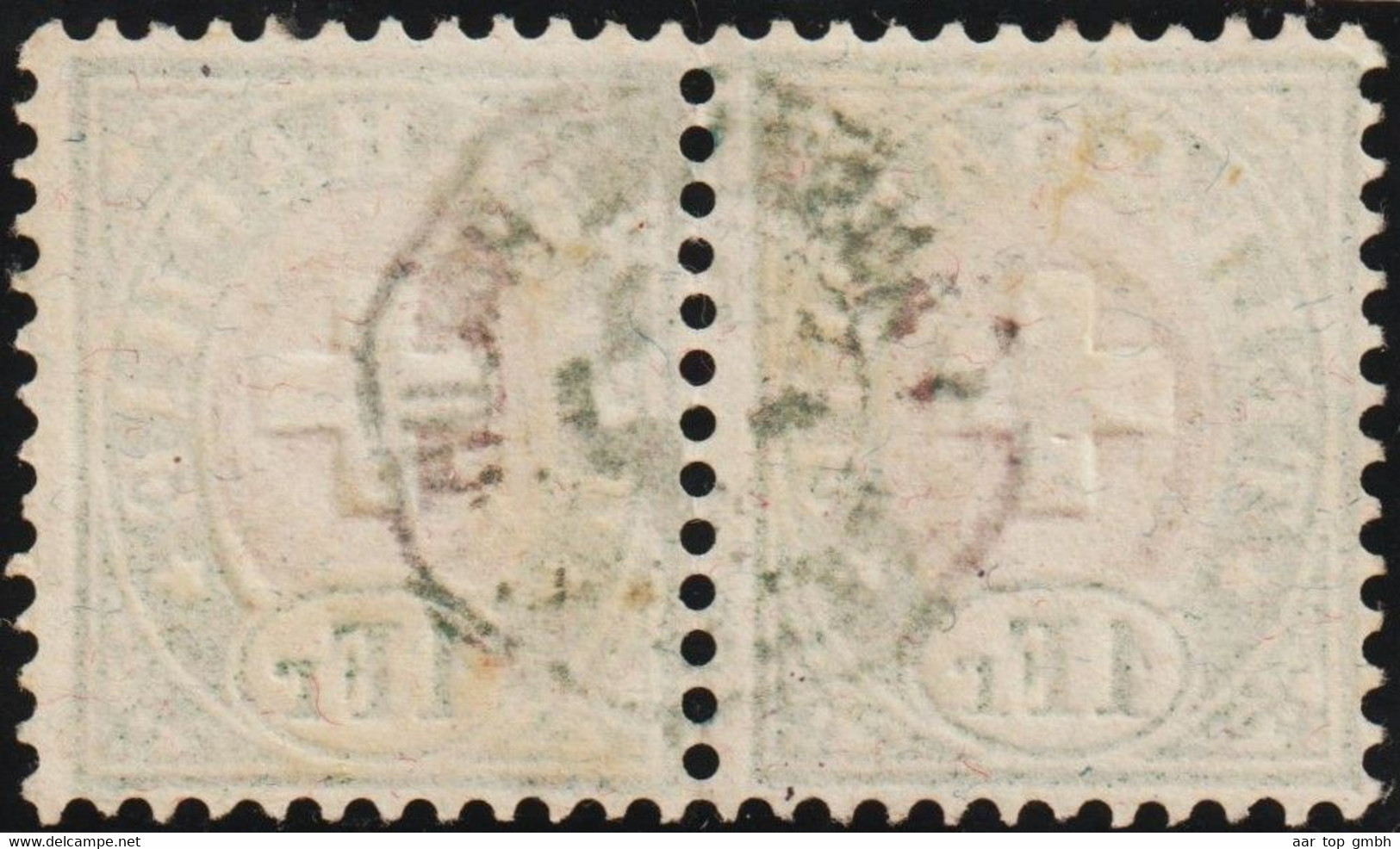 Schweiz Telegraphenmarke Zu#17 Paar Mit Blauem Telegraphenstempel ( Lausanne) - Telegraafzegels