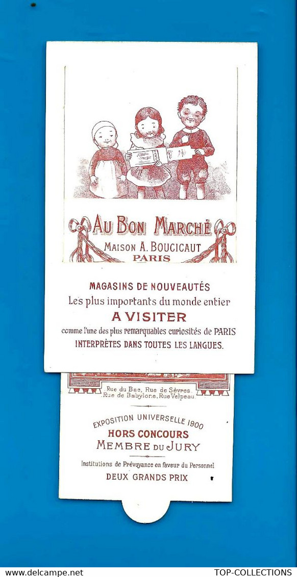 PUBLICITE ANIMEE CHROMO A SYSTEME TIRETTE   Au Bon Marché «  ENFANTS CHIENS CANARD FUSIL ET LAPIN QUI S’ ALLONGE»  B.E. - Pubblicitari