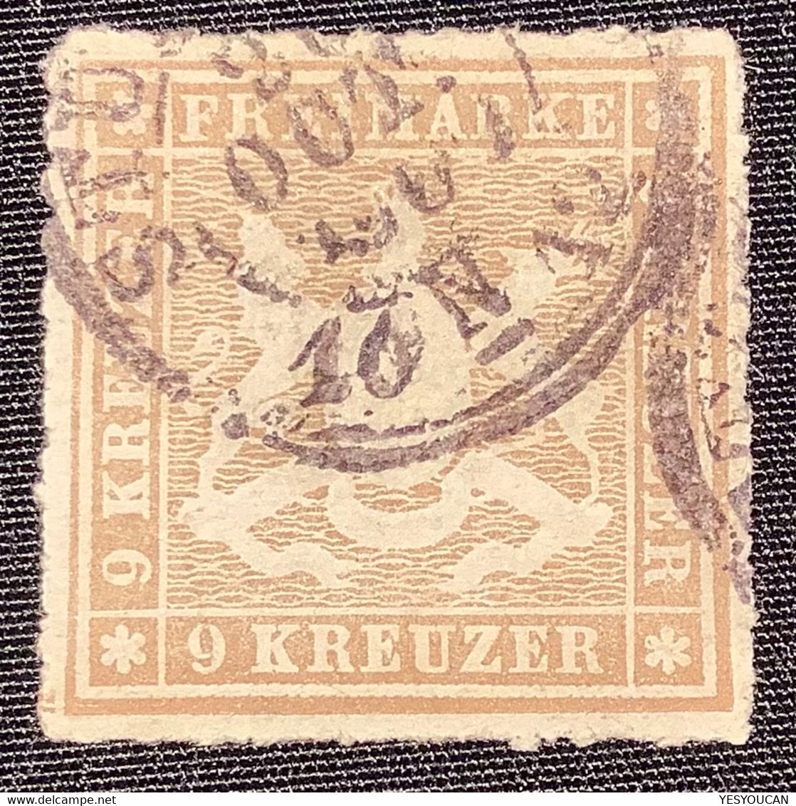 Mi.33b BESSERE FARBE, TADELLOS Gepr Heinrich BPP, Württemberg 1865 9 Kr.fahlbraun Gestempelt  (Wurtemberg VF Used - Oblitérés