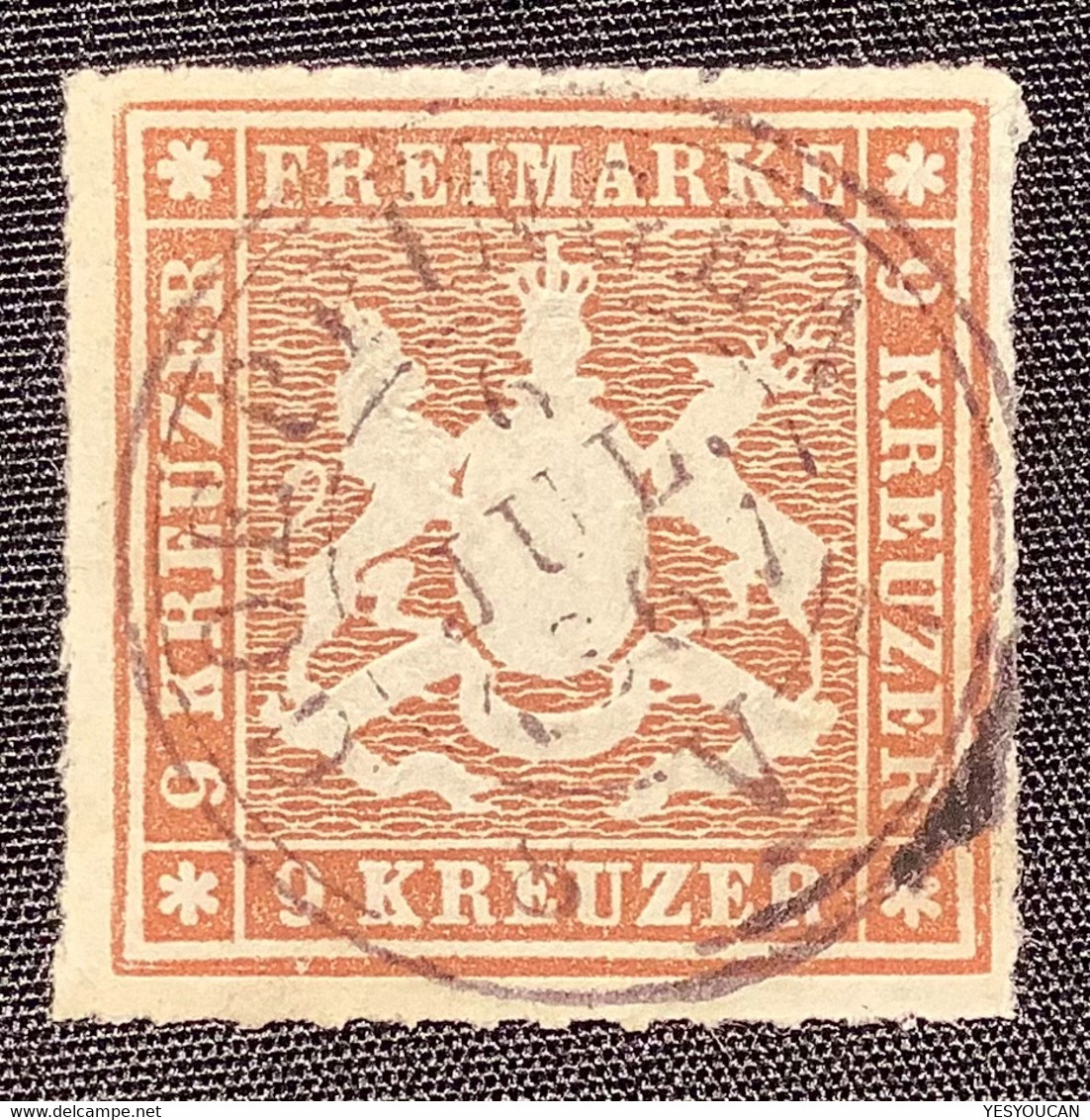 Mi.33a LUXUS Gepr Heinrich BPP, Württemberg 1865 9 Kr. Rötlichbraun Gestempelt GOEPPINGEN 1867  (Wurtemberg XF Used - Used