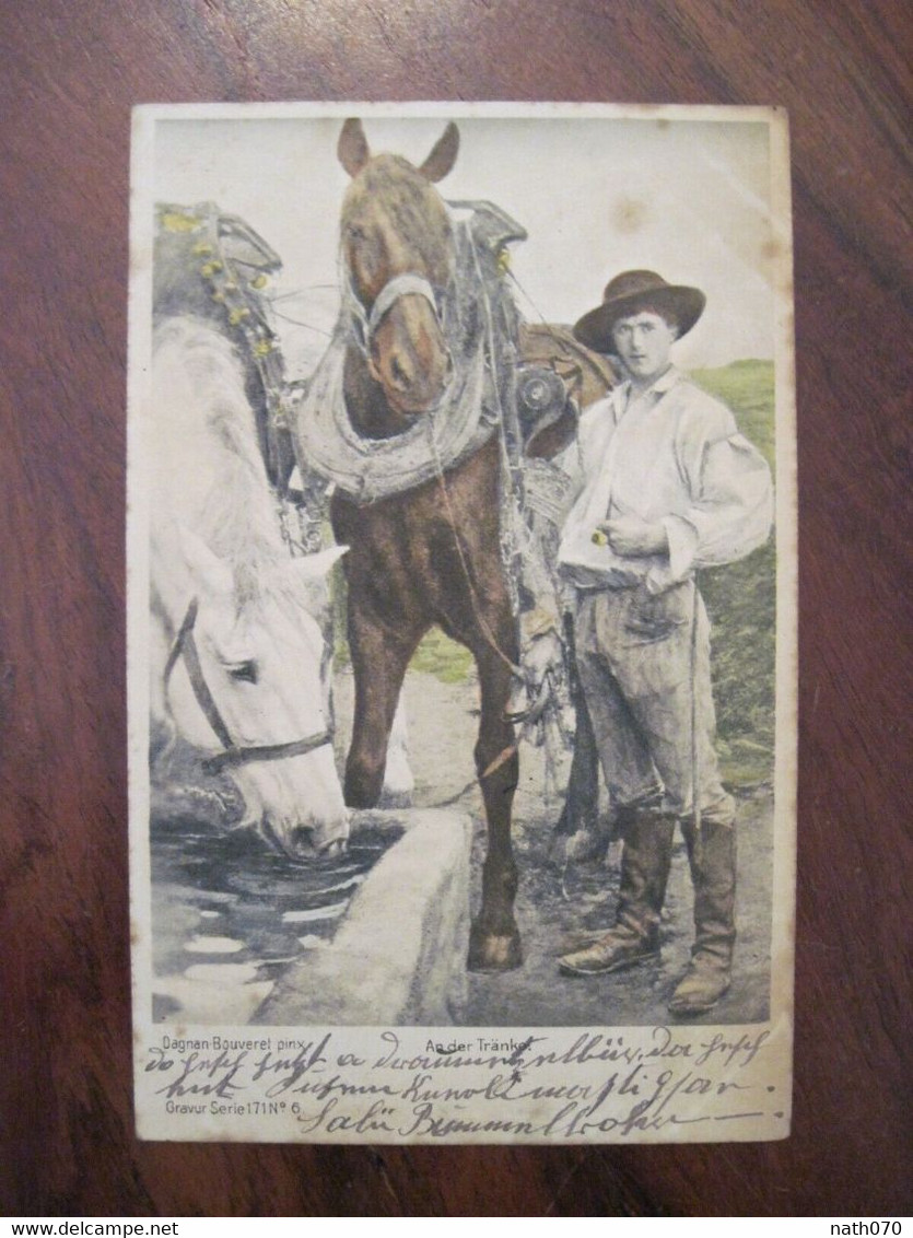 AK 1902 CPA Pferde Bauer Litho Heiligenstein BARR Elsass Chevaux Laboureur - Farmers