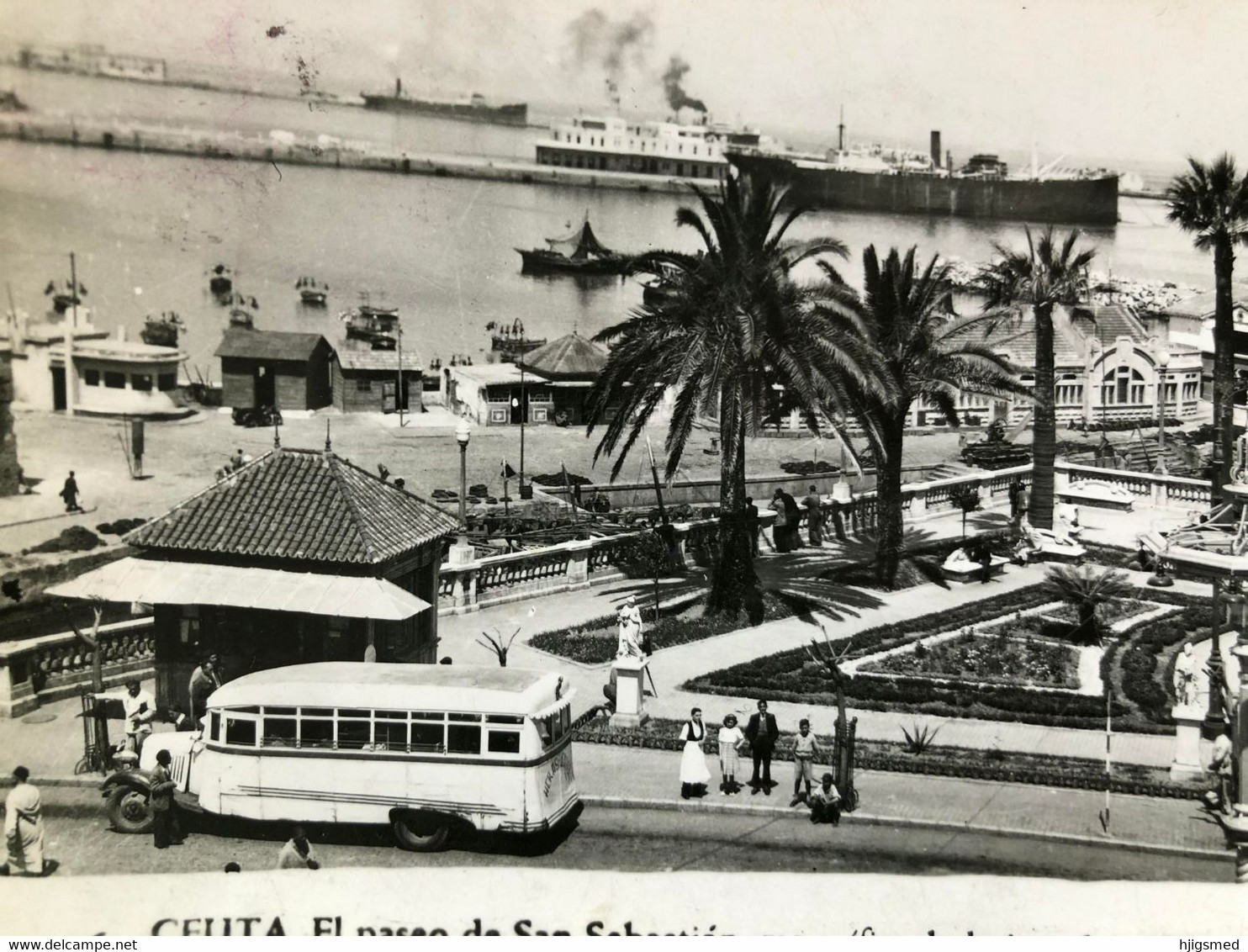 Spain Espana Ceuta Africa City Bus Steam Ship Dock El Paseo De San Sebastian Alfa RPPC Photo 14681 Post Card POSTCARD - Ceuta