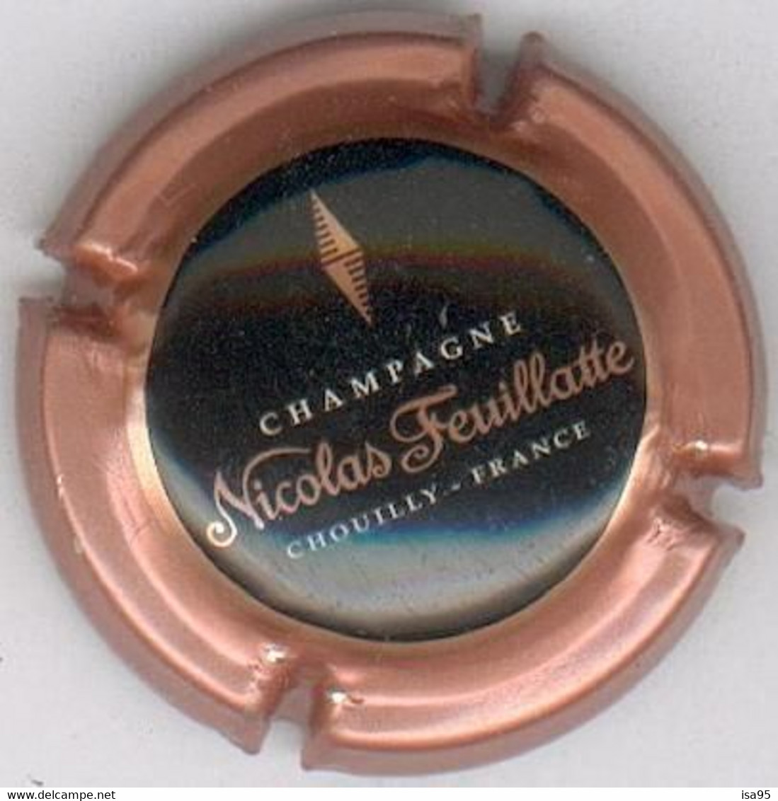 CAPSULE-CHAMPAGNE FEUILLATTE NICOLAS N°50b E Sous A Ctr. Rosé Centre Noir - Feuillate