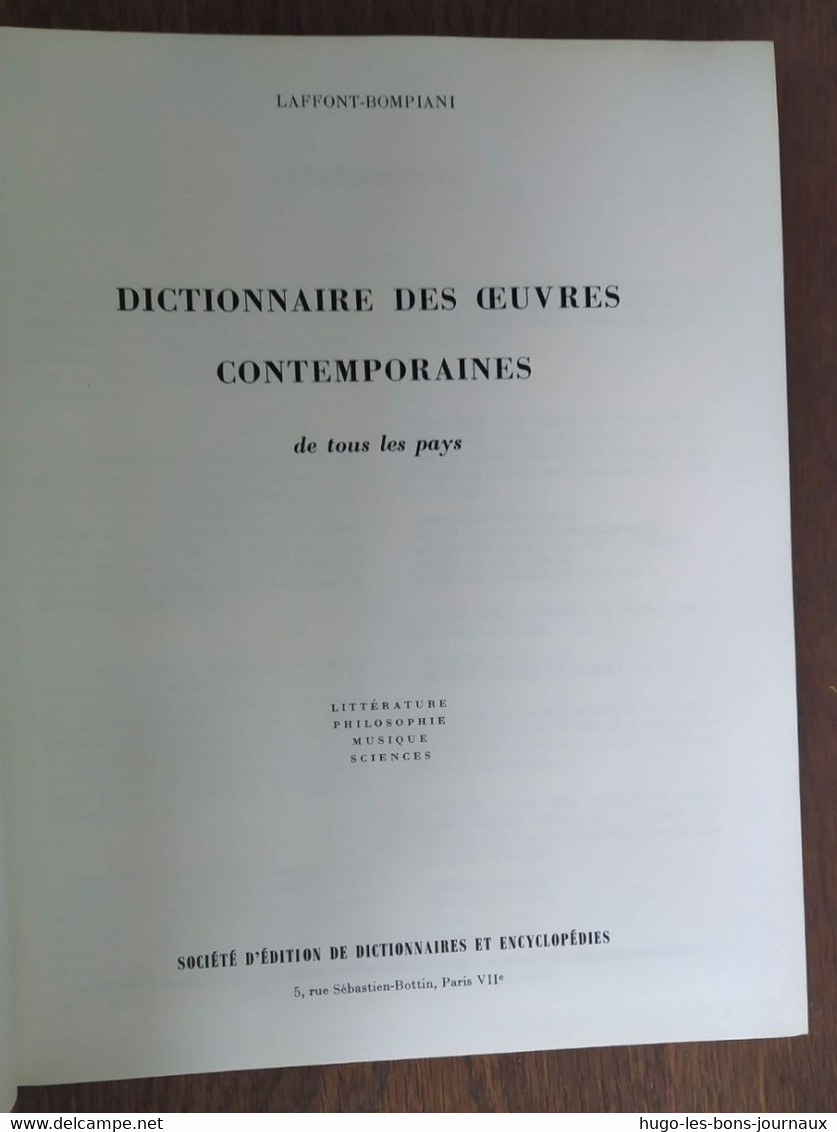 Dictionnaire Des Œuvres Contemporaines_Tome V _Laffont Et Bompiani _ S.E.D.E._1968 - Encyclopédies