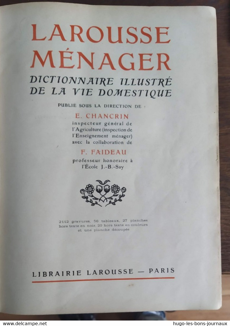 Larousse Ménager Illustré_E.Chancrin_F. Faideau_1926 - Encyclopédies