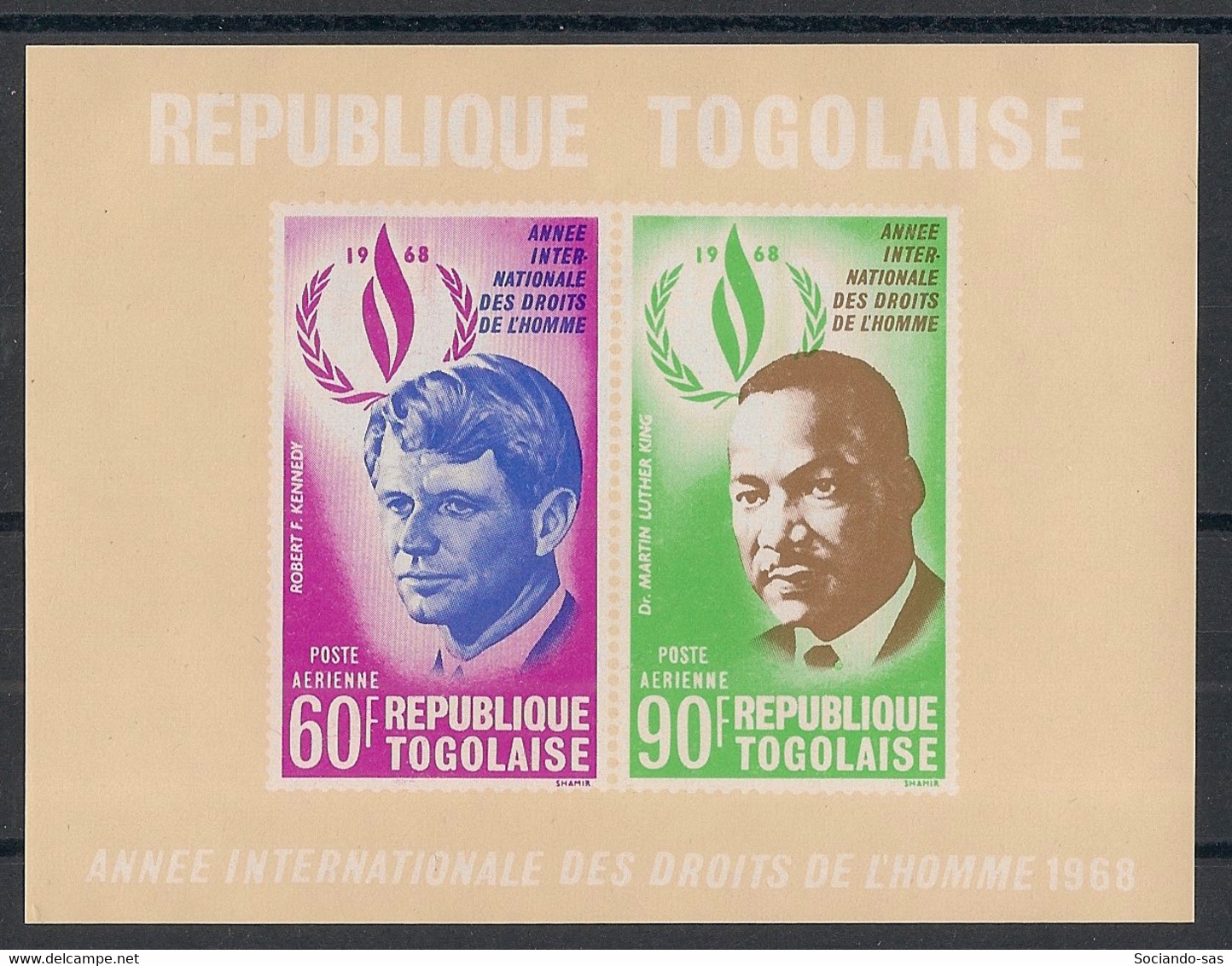 TOGO - 1969 - Bloc Feuillet BF N°Yv. 35 - Human Rights / Kennedy / Luther King - Neuf Luxe ** / MNH / Postfrisch - Martin Luther King