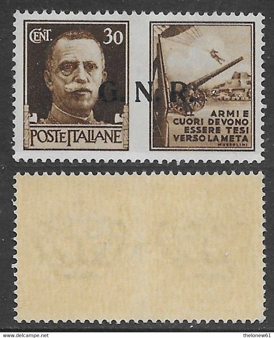 Italia Italy 1944 RSI Propaganda Di Guerra GNR C30 Armi E Cuori Sa N.PG18 Nuovo Integro MNH ** - Propagande De Guerre