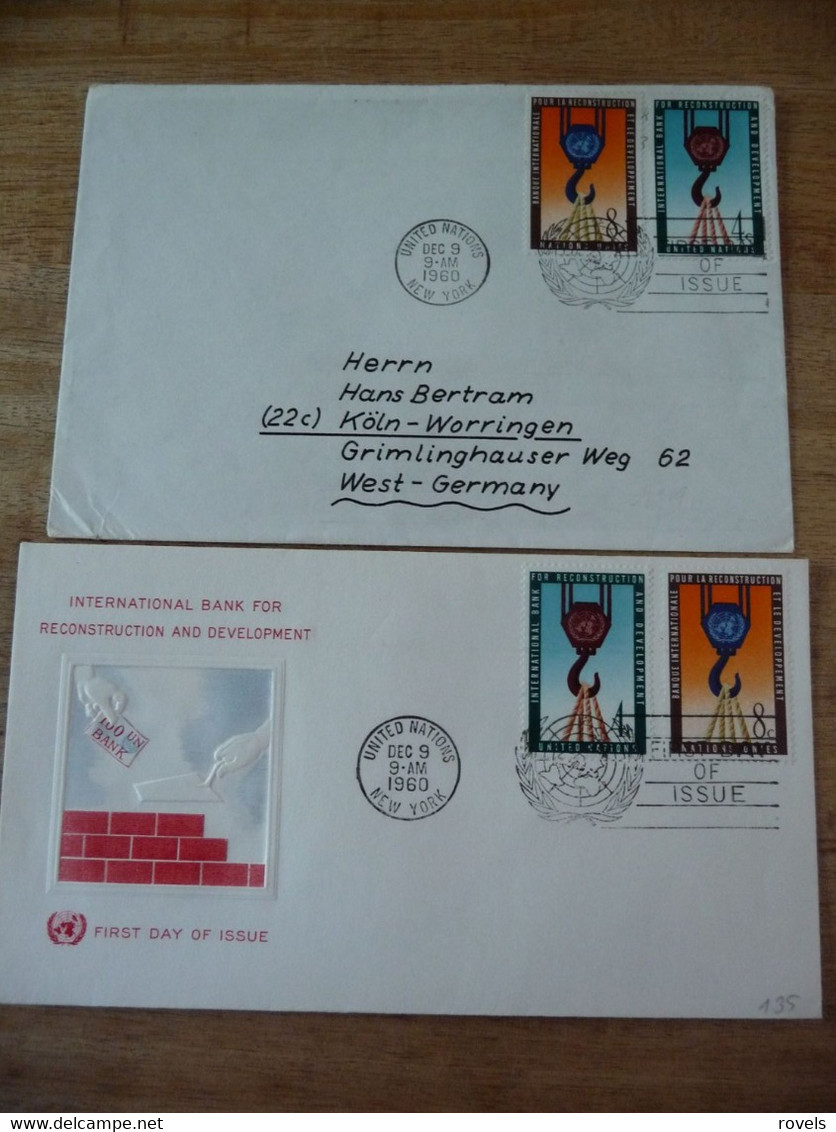 (7) UNITED NATIONS -ONU - NAZIONI UNITE - NATIONS UNIES * FDC 1960*  International Bank For Reconstruction And Devel - Lettres & Documents