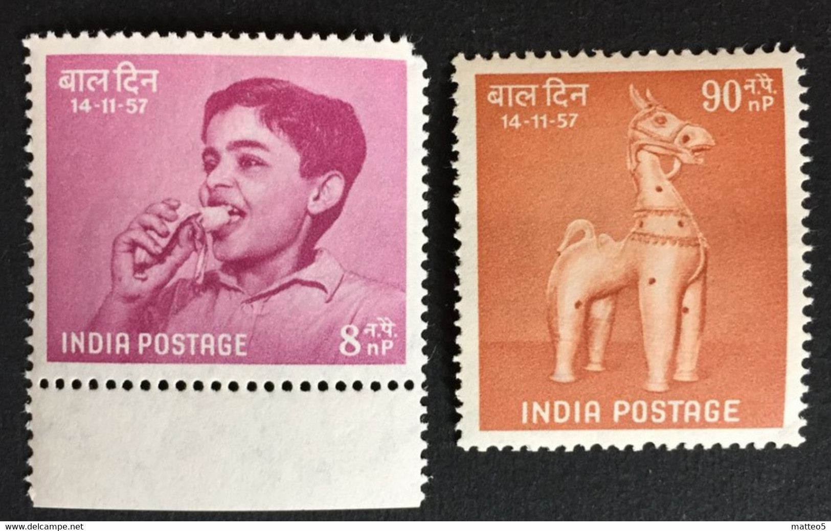 1957 India - Children's Day - 2 Stamps - New - Unused Stamps