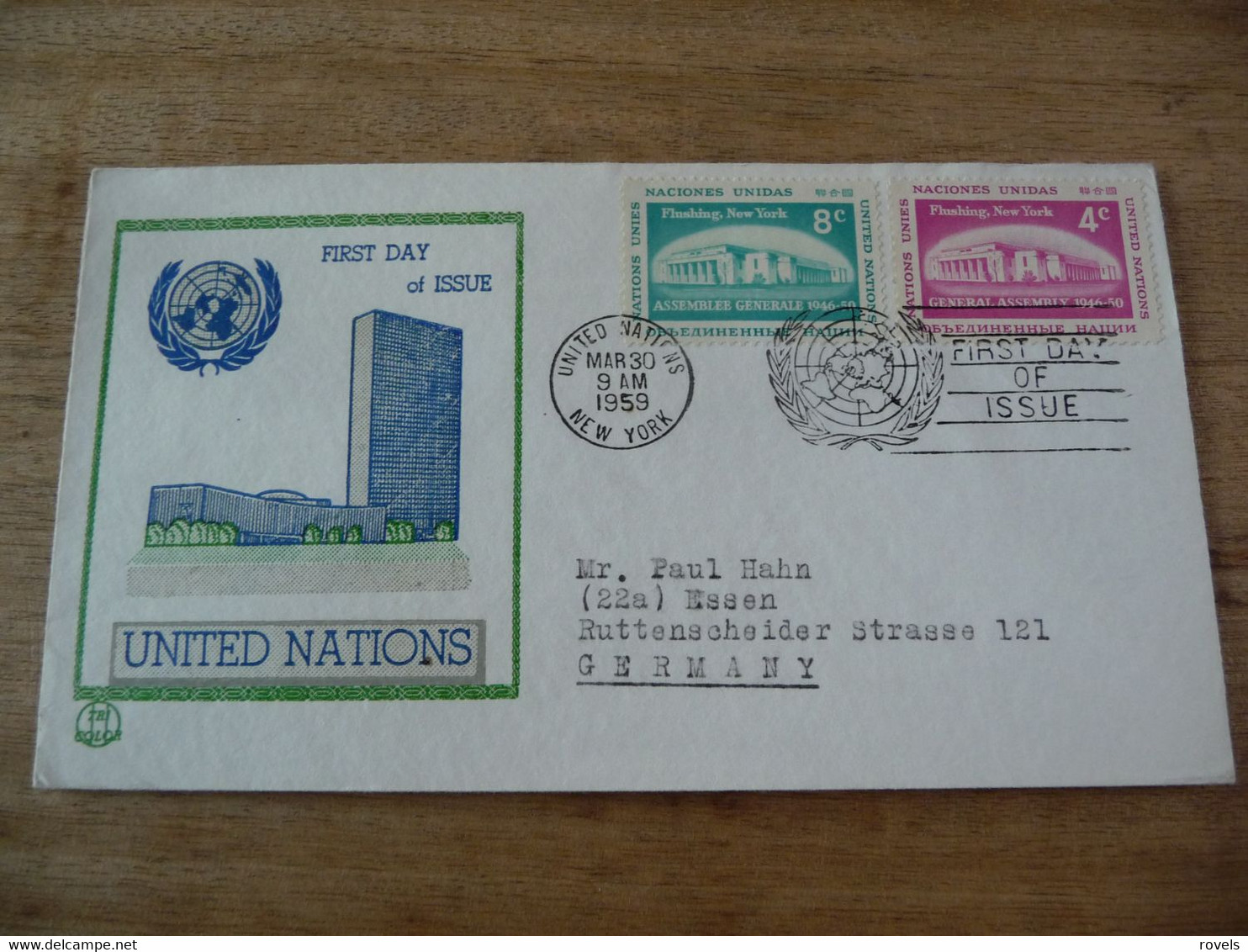 (7) UNITED NATIONS -ONU - NAZIONI UNITE - NATIONS UNIES * FDC 1959 *  WORLD REFUGEE YEAR - Lettres & Documents