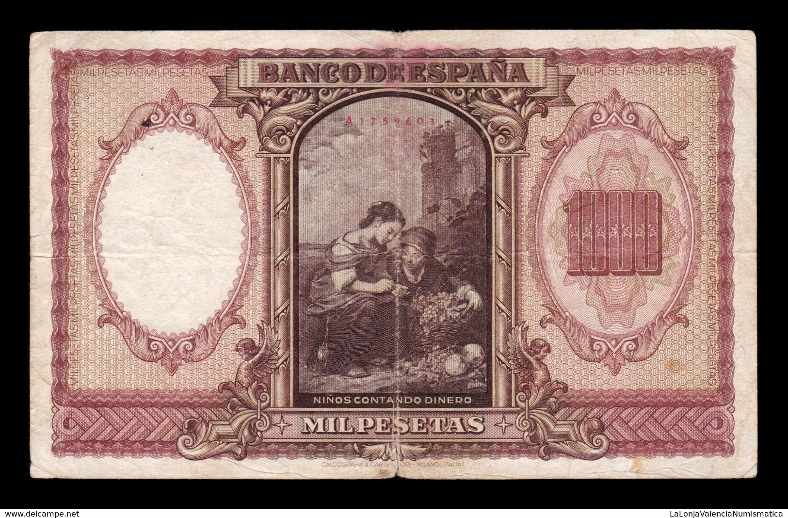 España Spain 1000 Pesetas Bartolome Murillo 1940 Pick 120 Serie A  T. 603 BC+ F+ - 1000 Peseten