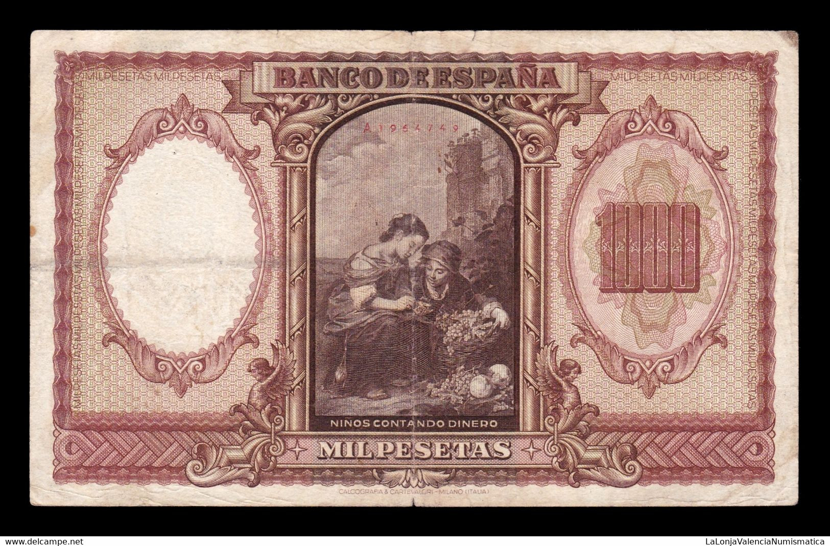 España Spain 1000 Pesetas Bartolome Murillo 1940 Pick 120 Serie A T. 749 BC+ F+ - 1000 Pesetas