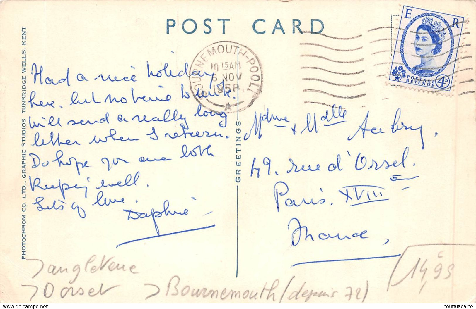 POSTE CARD BOURNEMOUTH THE BOURNE STREAM LOWER PLEASURE GARDENS - Bournemouth (tot 1972)