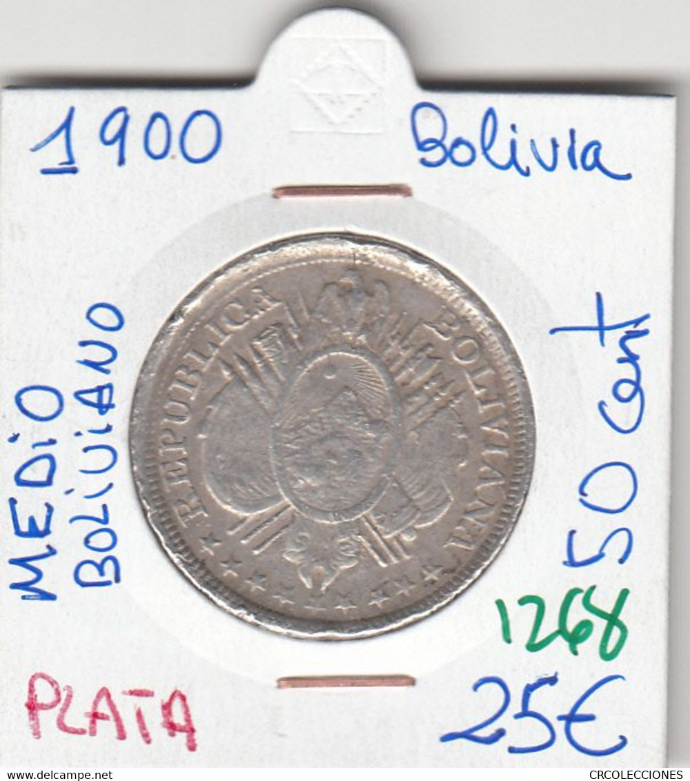 CR1268 MONEDA BOLIVIA 0,5 BOLIVIANO PLATA - Venezuela