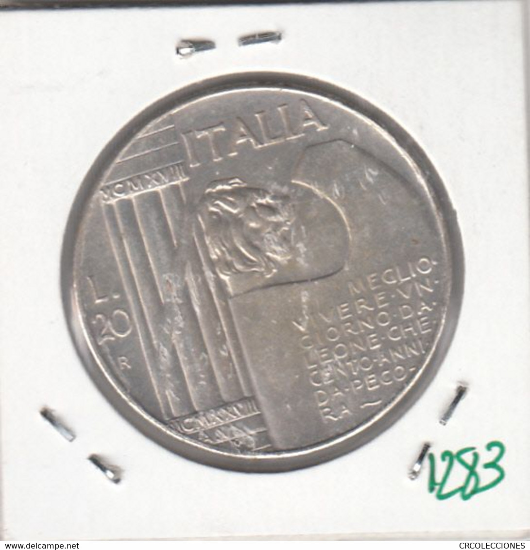 CR1283 MEDALLA ITALIA MUSSOLINI 20 LIRAS 1943 EBC 38 - Andere & Zonder Classificatie