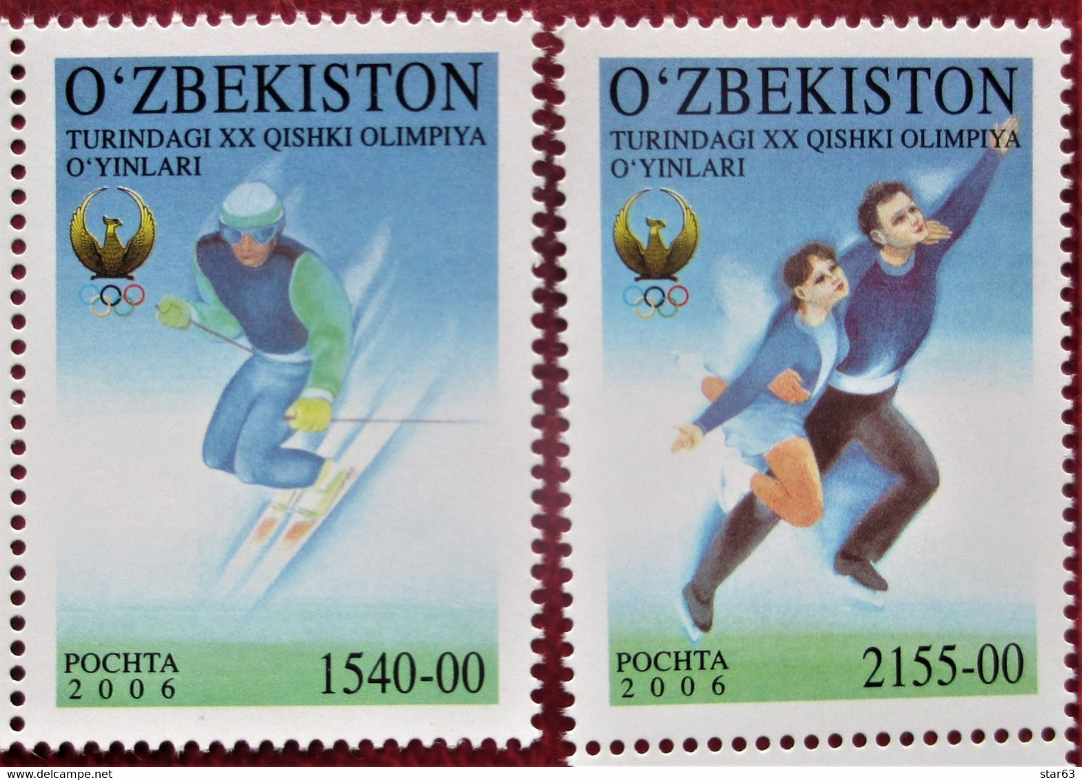 Uzbekistan  2006  Olympic In Torino   2 V     MNH - Winter 2006: Turin