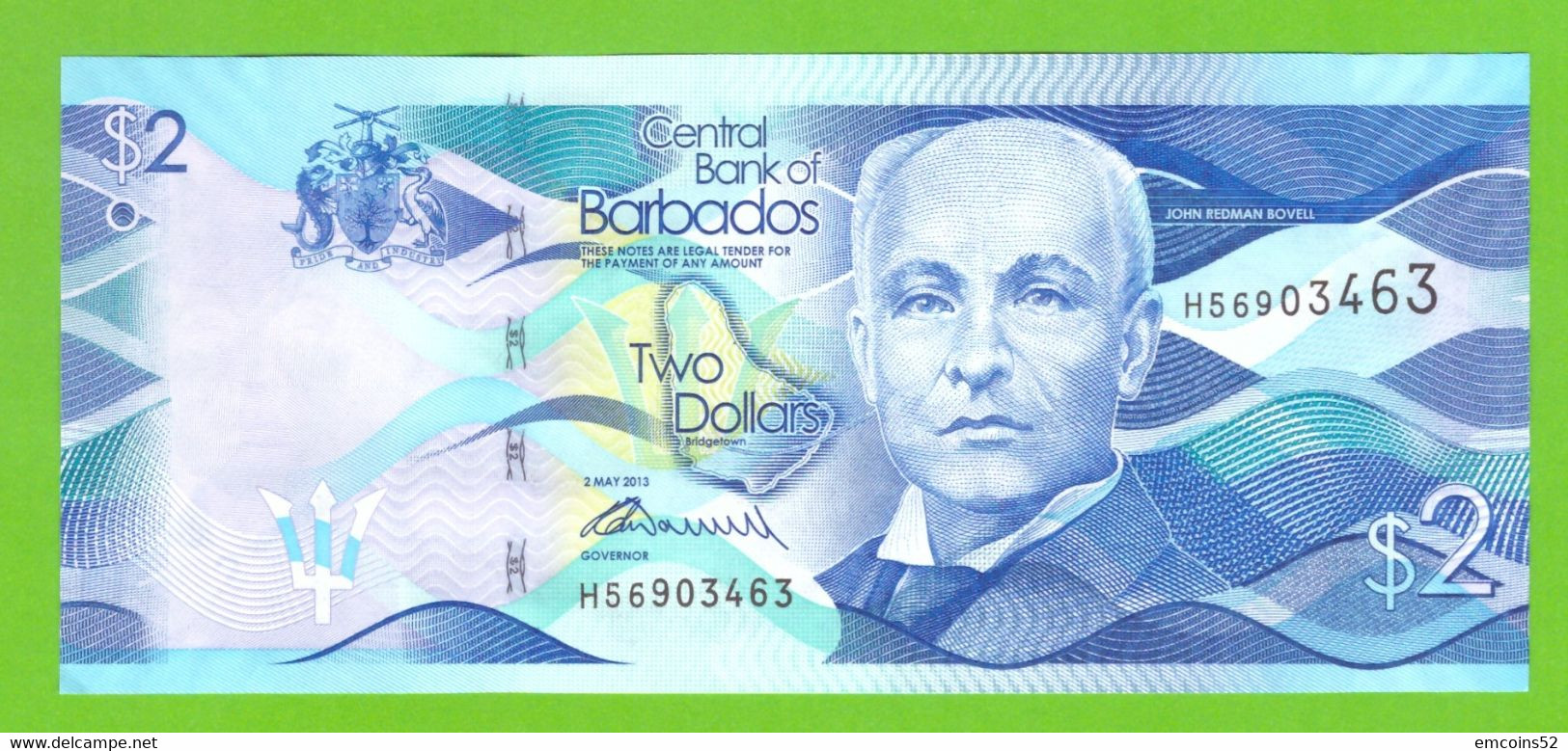 BARBADOS 2 DOLLARS 2013  P-73a  UNC - Barbados