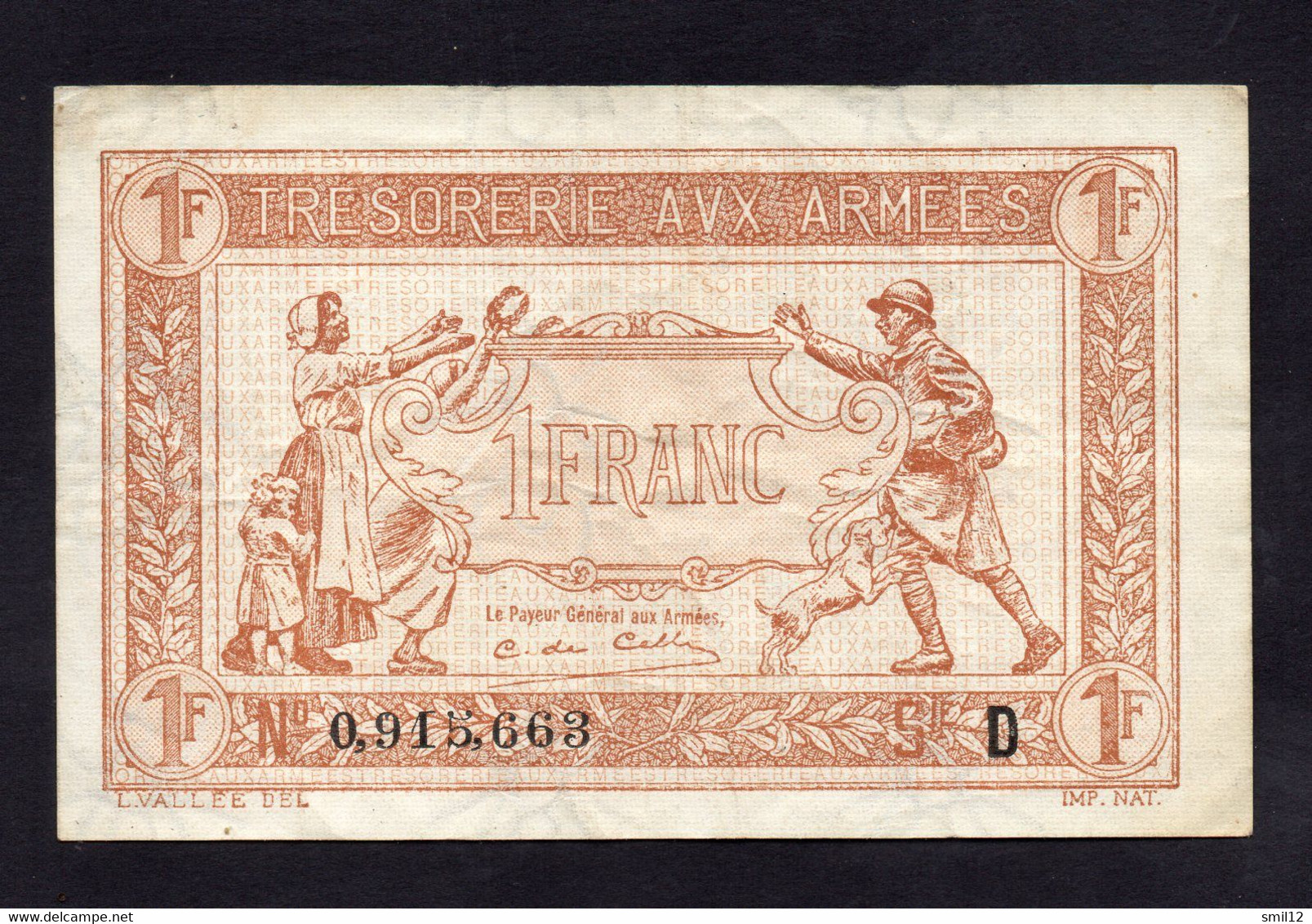 Trésorerie Aux Armées - 1 Franc - Lettre D - Ttb+ - 1917-1919 Trésorerie Aux Armées