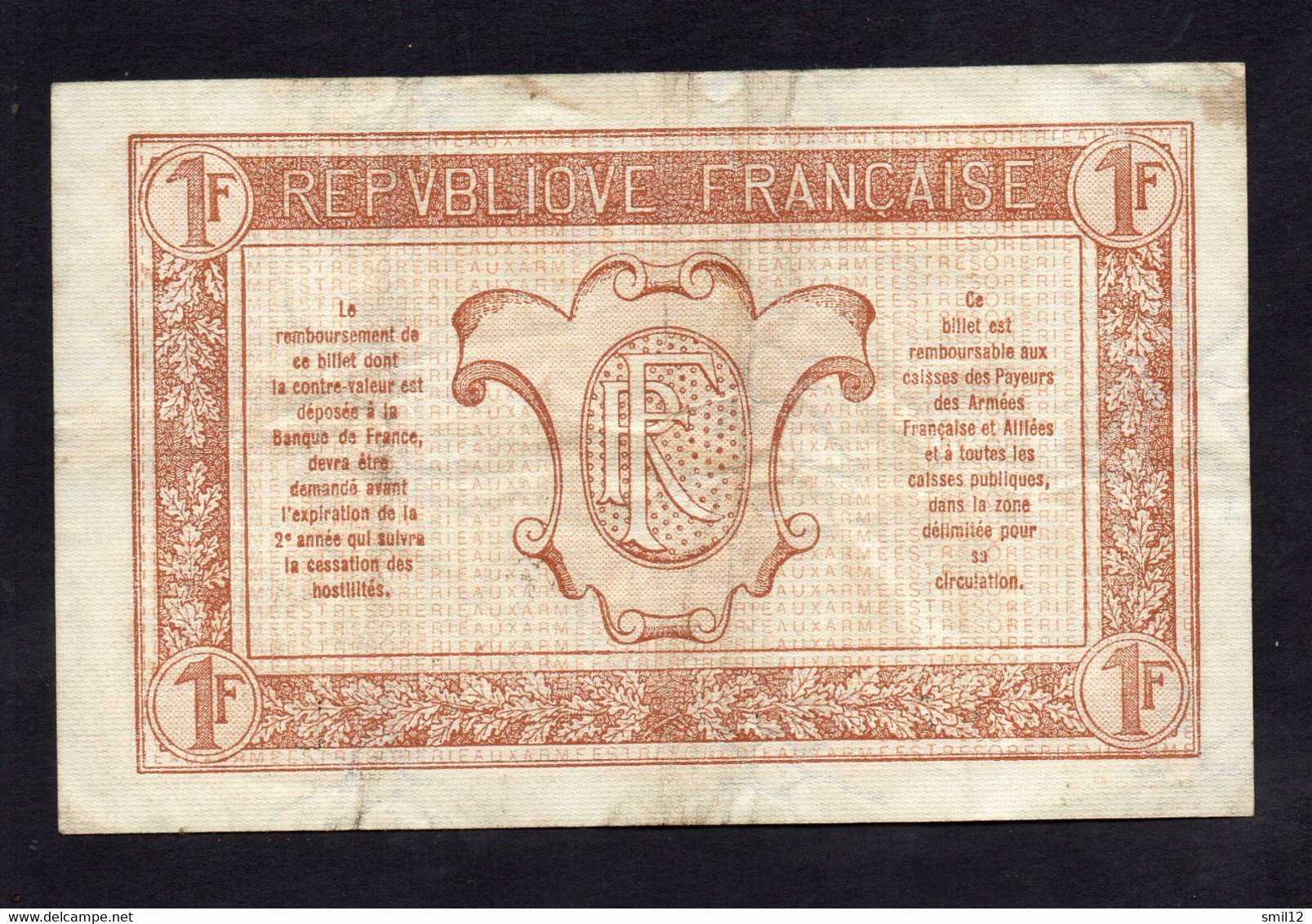 Trésorerie Aux Armées - 1 Franc - Lettre D - Ttb+ - 1917-1919 Armeekasse