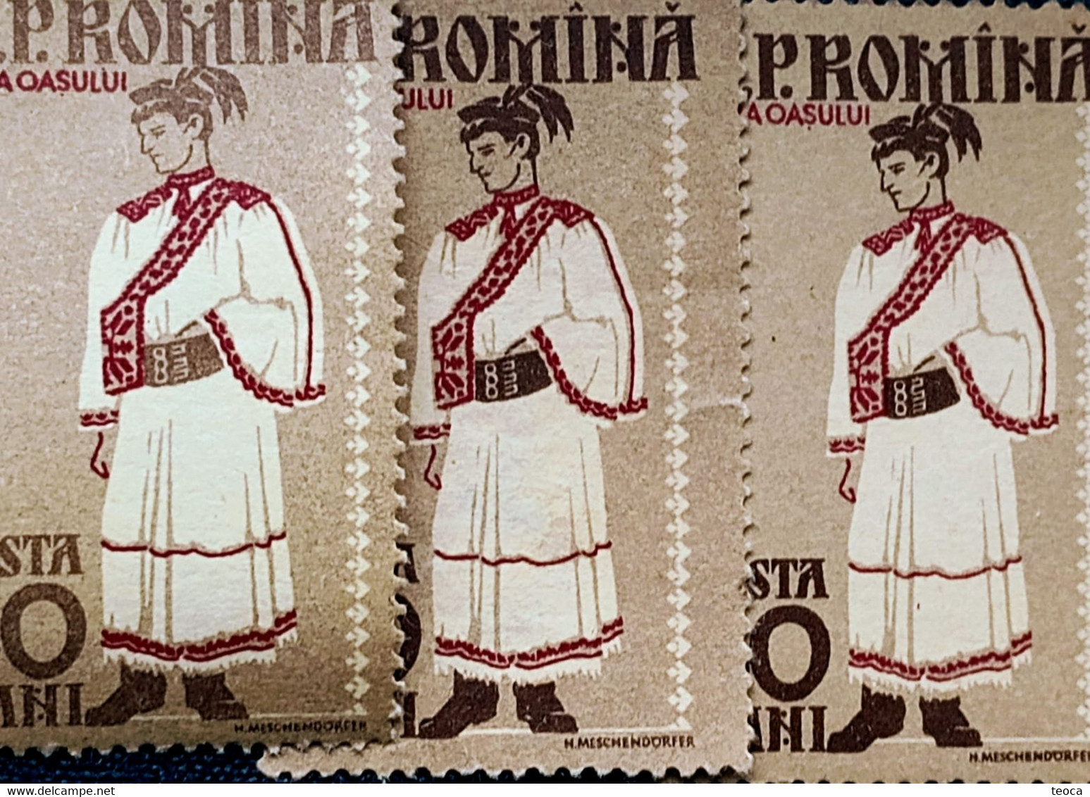 Errors Romania 1958 Mi 1740-1741 Printed With Misplaced Costume Traditional From Tara Oasului Area - Plaatfouten En Curiosa