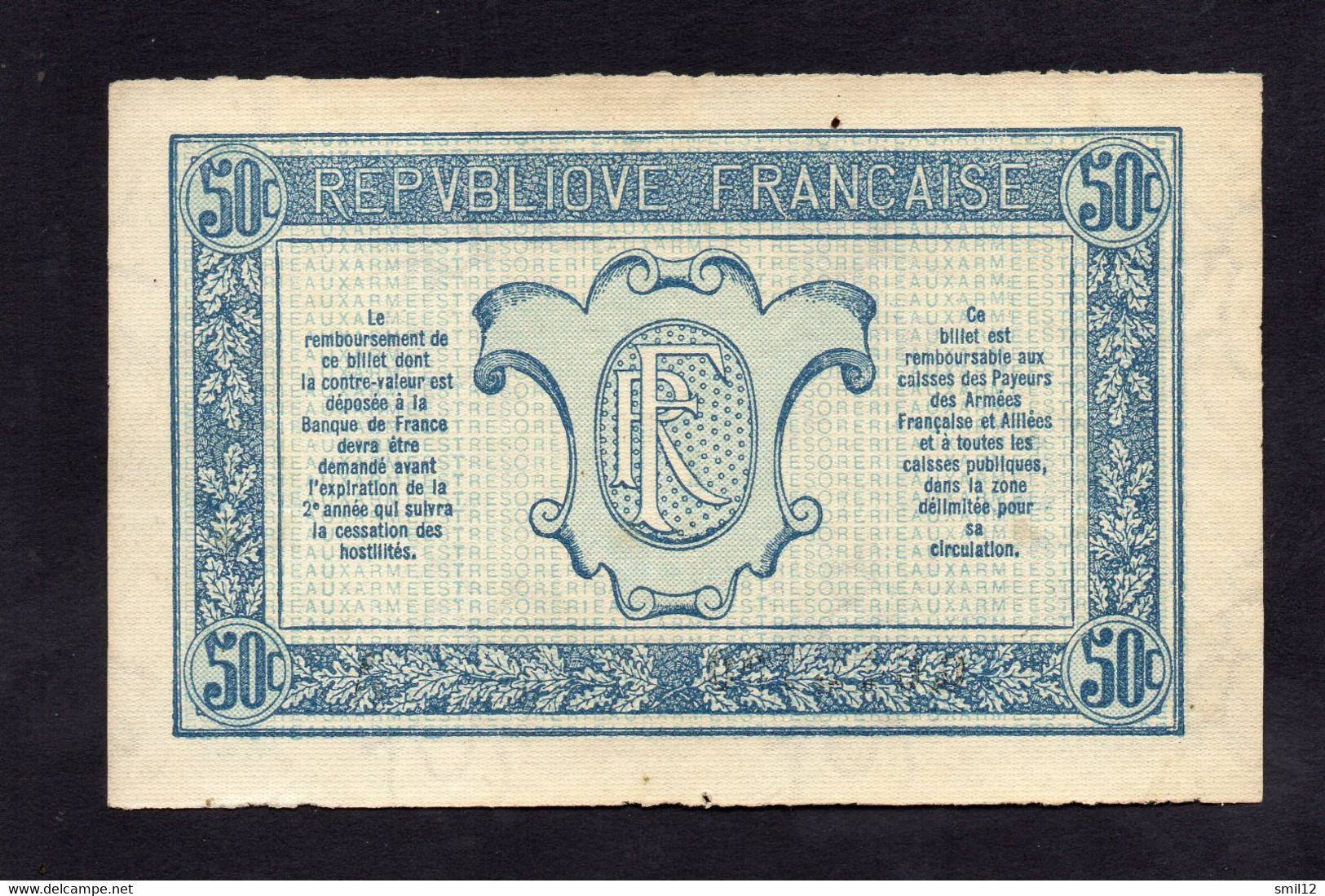 Trésorerie Aux Armées - 50 Centimes - Lettre A - Sup++ - 1917-1919 Army Treasury