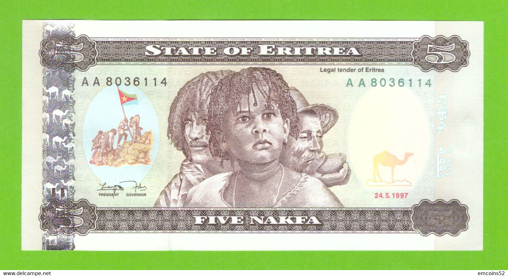 ERITREA 5 NAKFA  1997 AA P-2  UNC - Eritrea