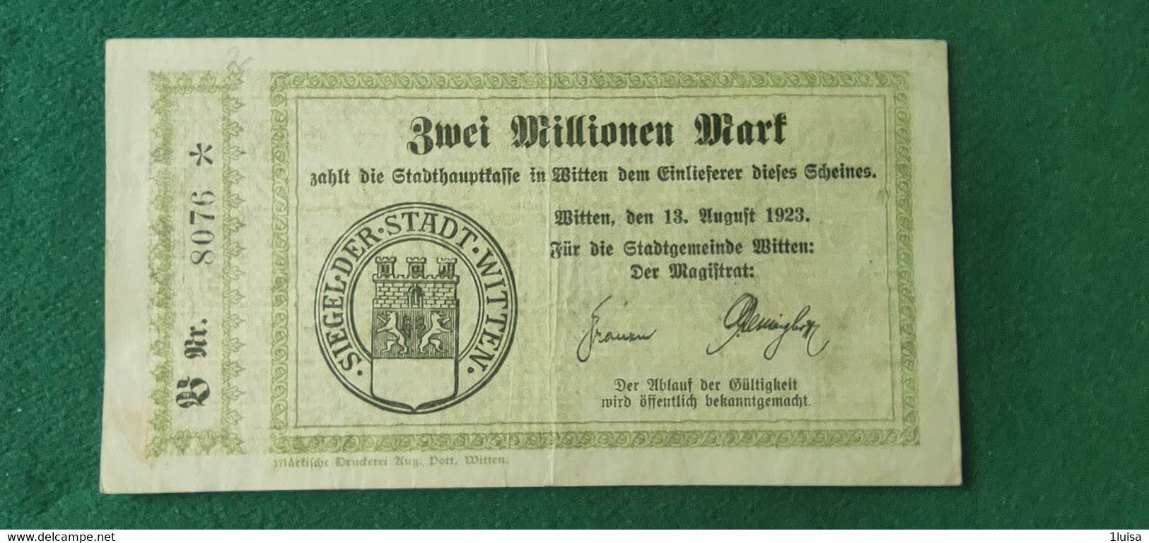 GERMANIA WITTEN 2 Milioni  MARK 1923 - Kiloware - Banknoten