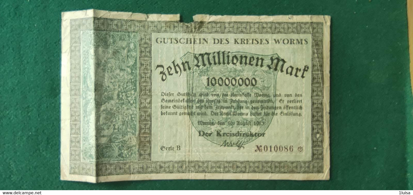 GERMANIA WORMS 10 Milioni MARK 1923 - Mezclas - Billetes