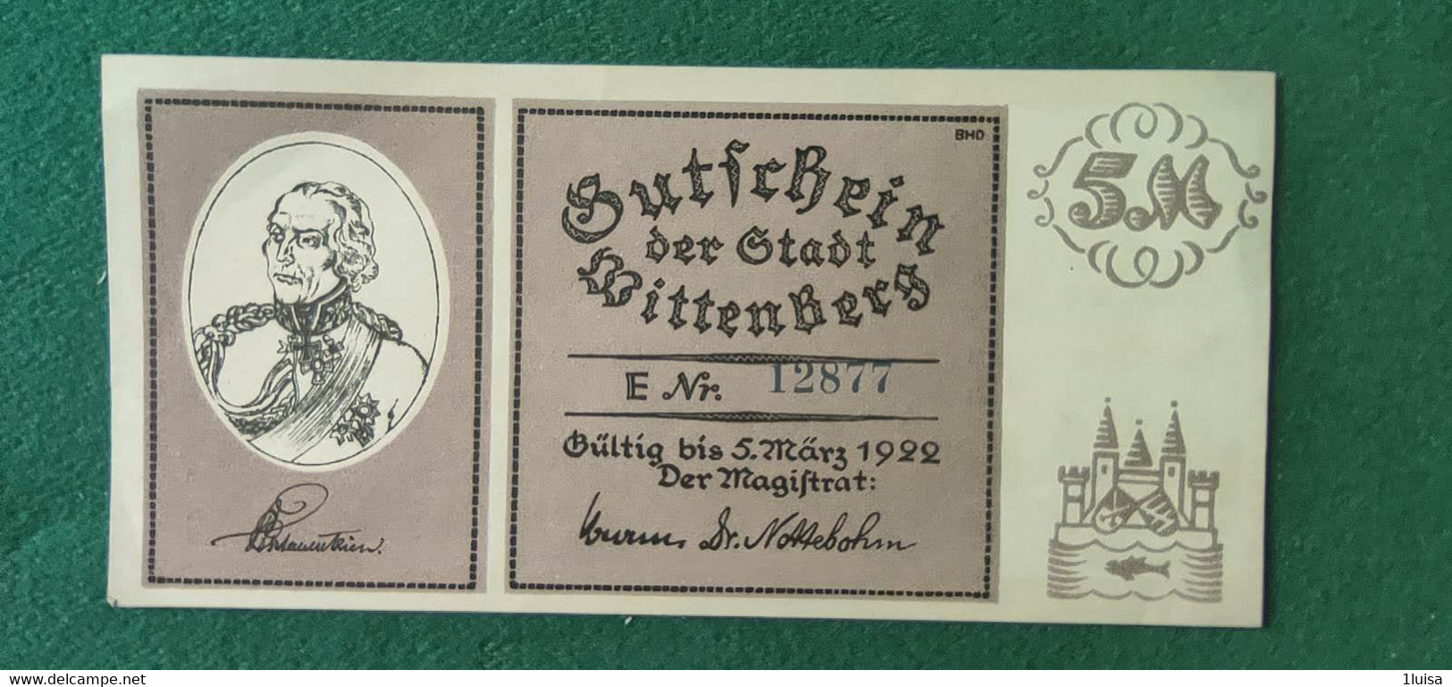 GERMANIA WITTENBERG 5  MARK 1922 - Lots & Kiloware - Banknotes