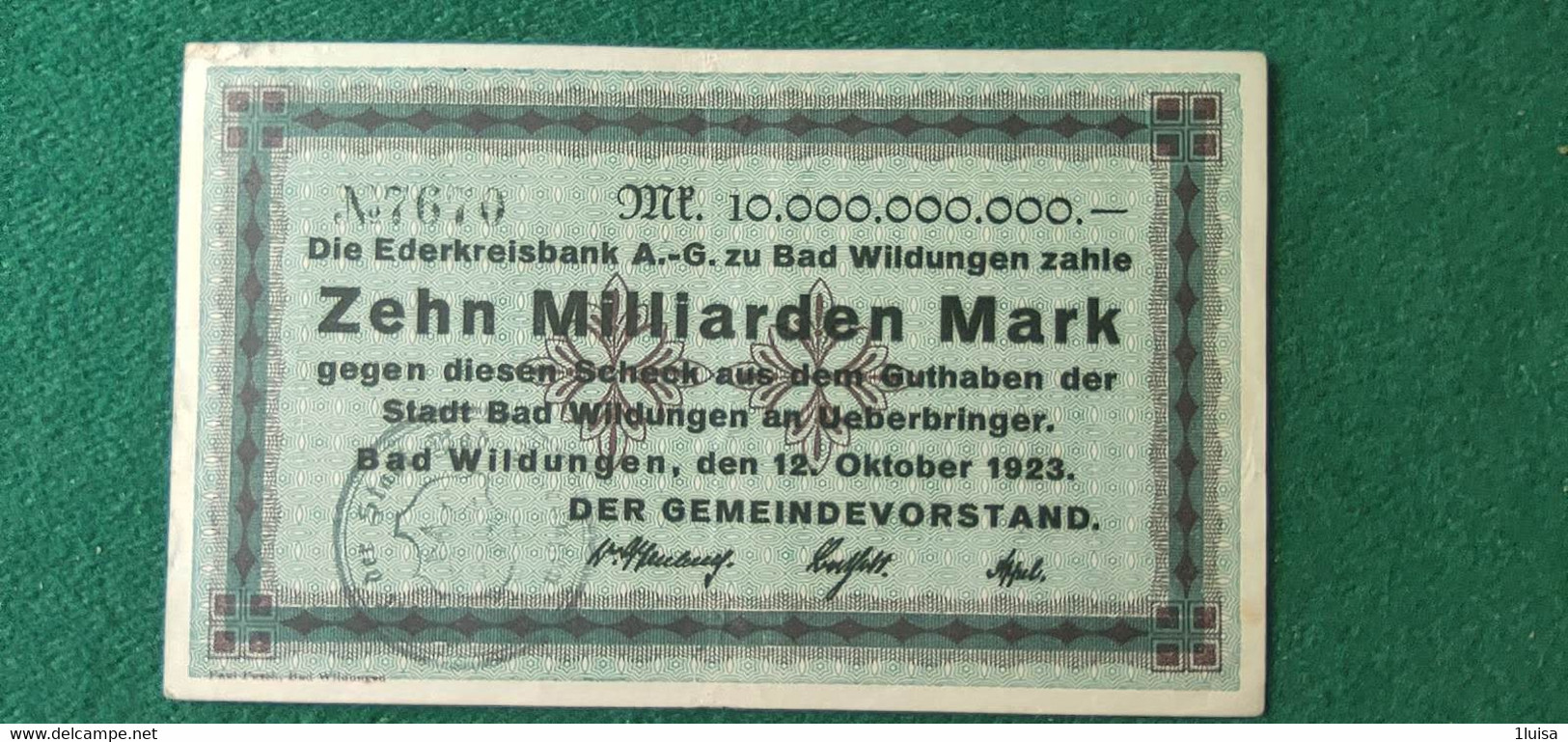 GERMANIA WILDUNGEN 10 Miliardi  MARK 1923 - Mezclas - Billetes