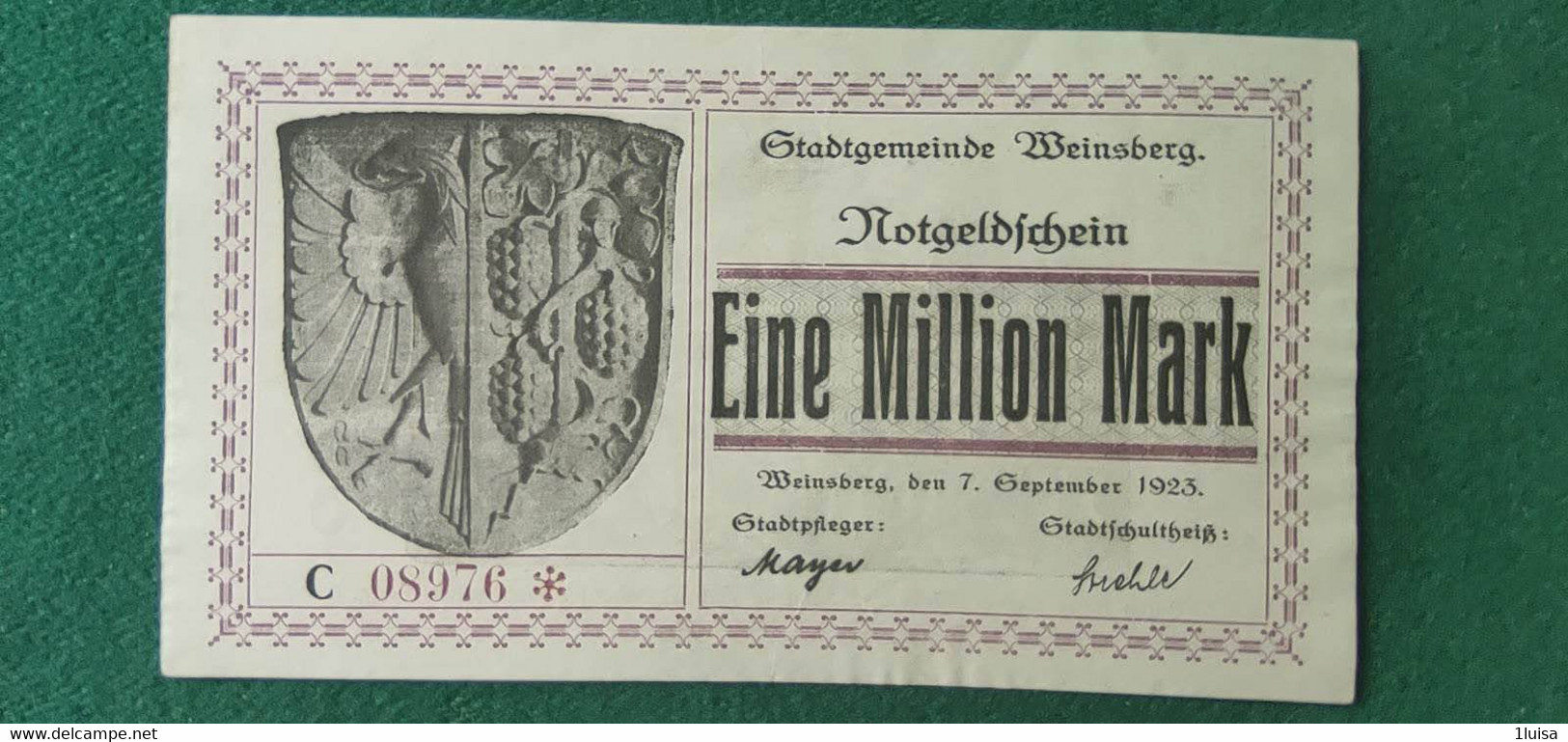 GERMANIA Weinsberg 1 Milione  MARK 1923 - Mezclas - Billetes