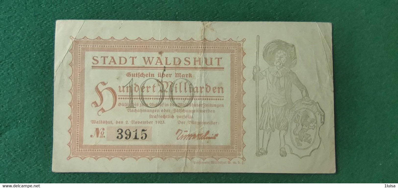 GERMANIA Waldshut 100 Miliardi MARK 1923 - Mezclas - Billetes