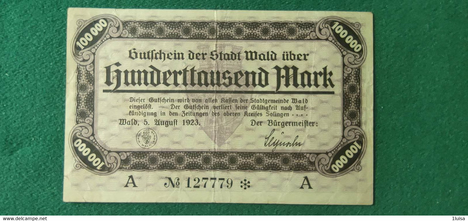 GERMANIA WALD 100000 MARK 1923 - Mezclas - Billetes