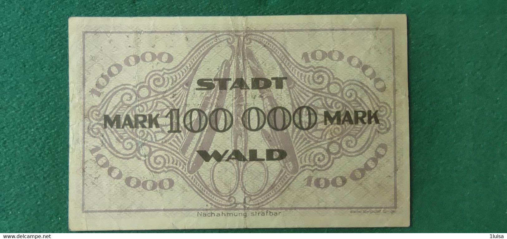 GERMANIA WALD 100000 MARK 1923 - Lots & Kiloware - Banknotes