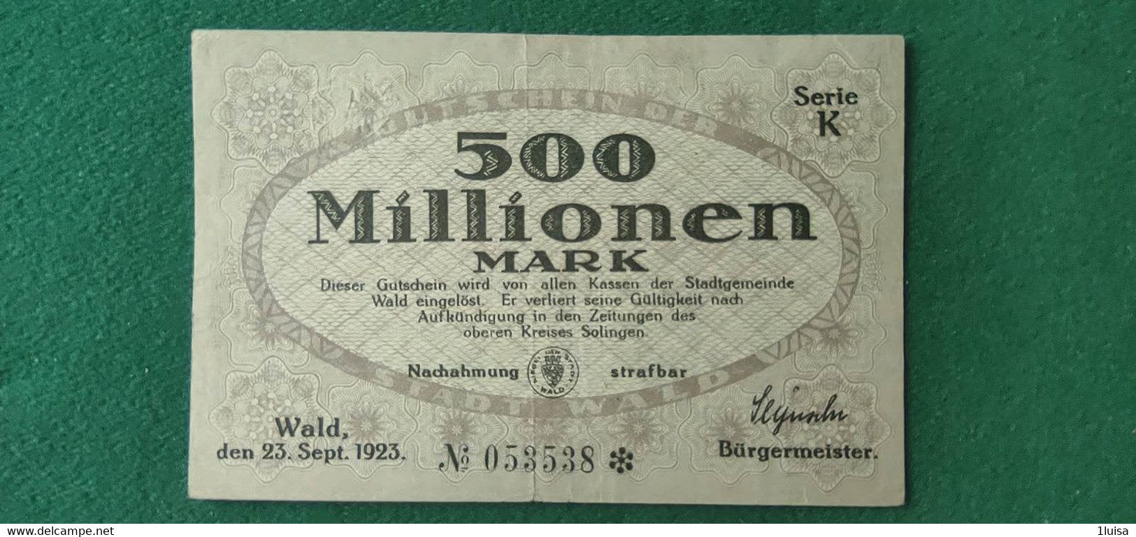 GERMANIA WALD 500 Milioni MARK 1923 - Alla Rinfusa - Banconote