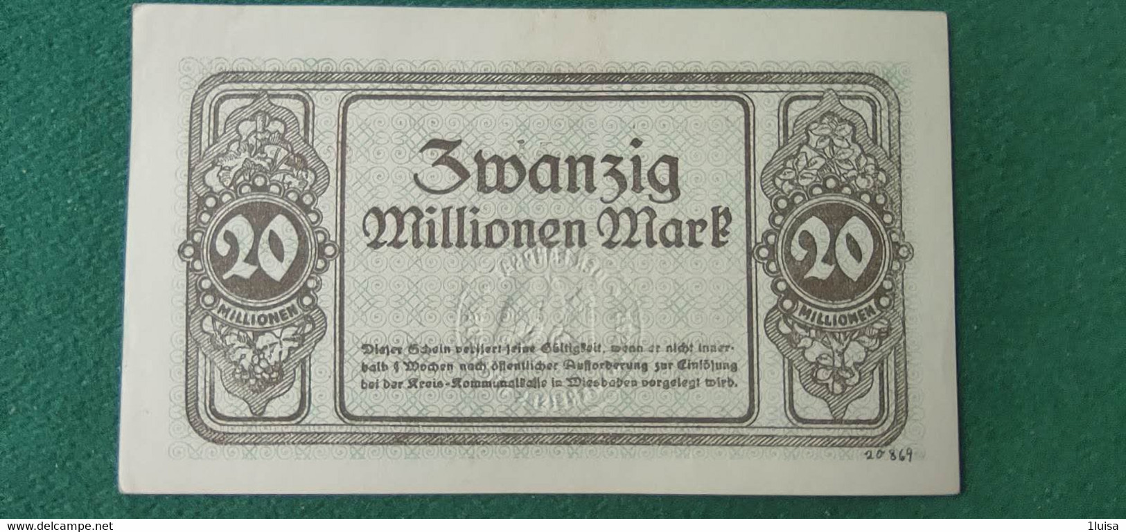 GERMANIA Wiesbaden 20  MARK 1923 - Mezclas - Billetes