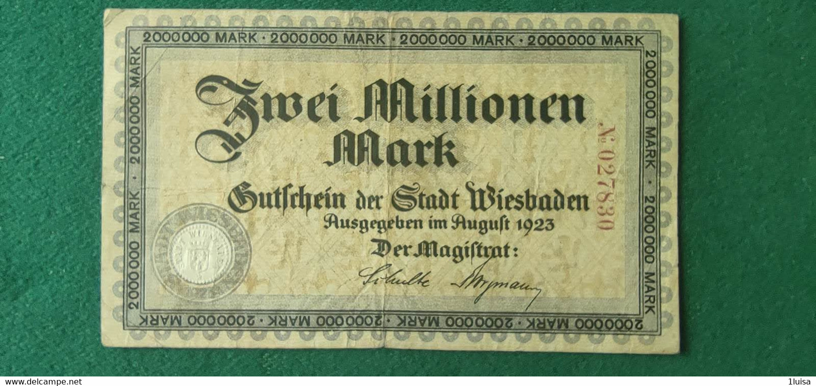 GERMANIA Wiesbaden 2 Milioni  MARK 1923 - Mezclas - Billetes